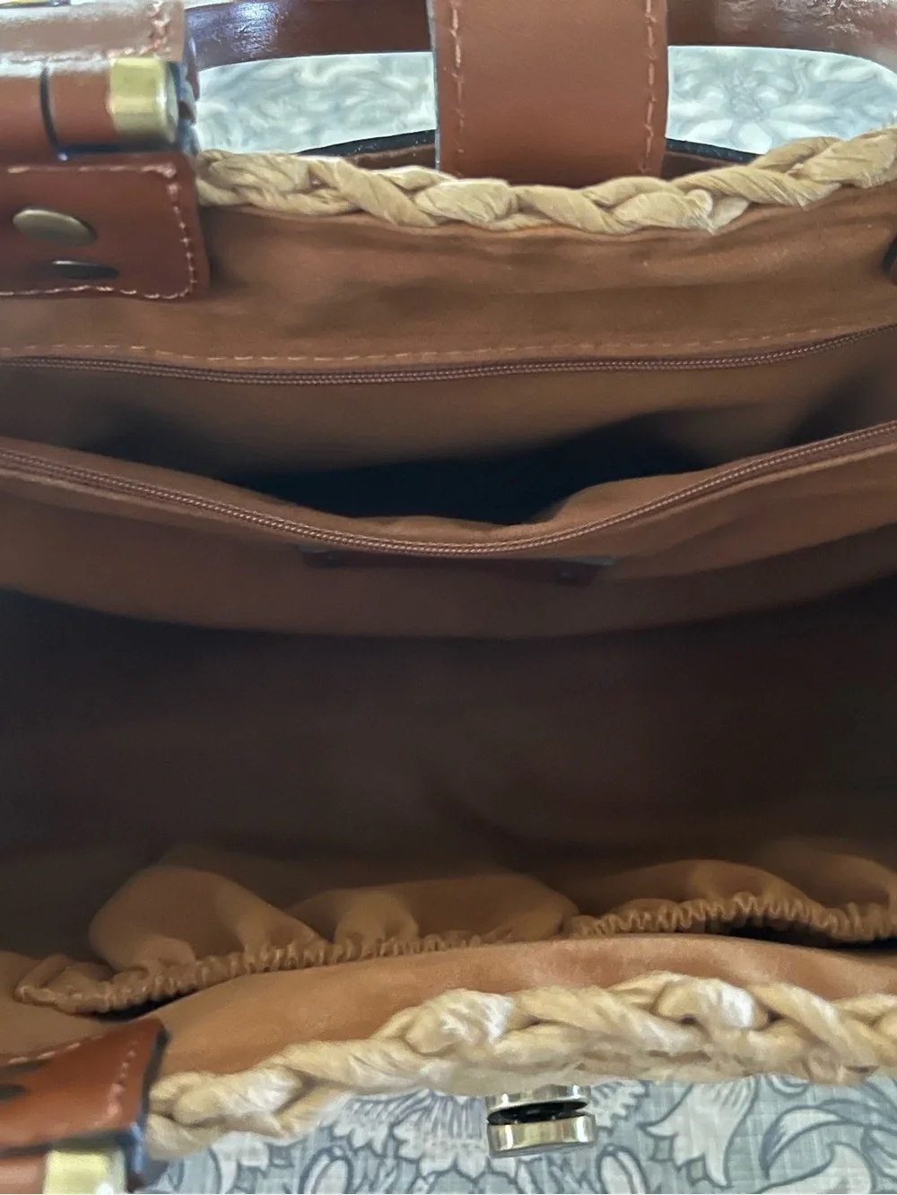 Patricia Nash Tan Leather-Trimmed Woven Tote “Sancia” - Picture 5 of 8